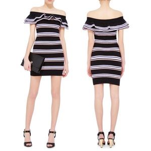 MSGM striped jacquard knit ruffled mini dress S